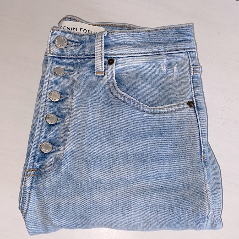 Denim Forum Yoko High Rise Slim exposed button fly